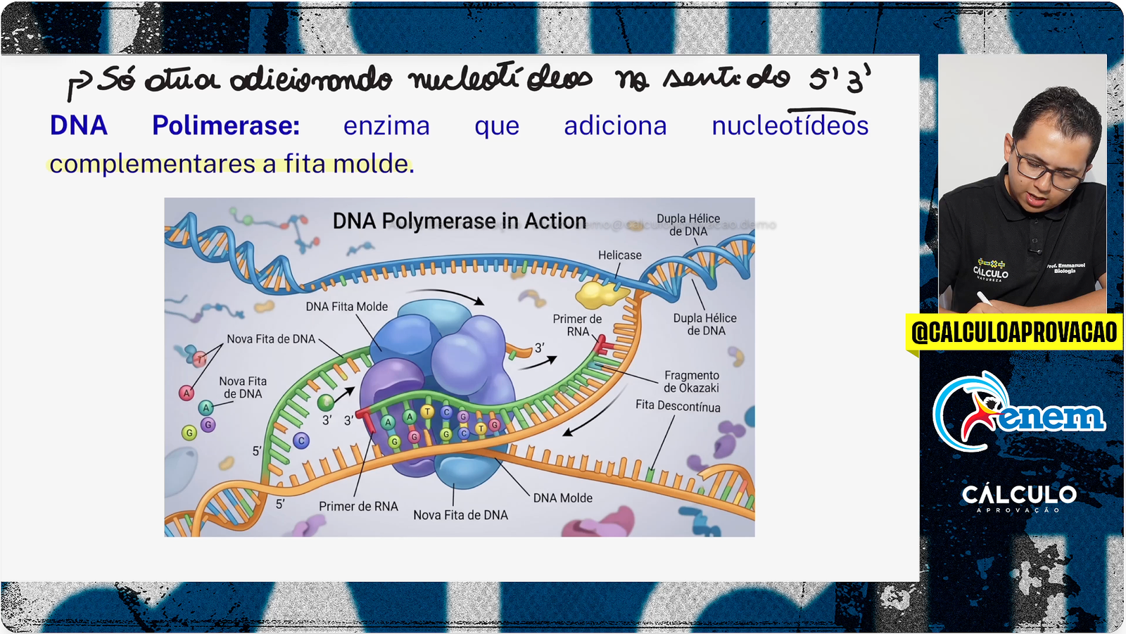 Aula de Replicação do DNA na plataforma Cálculo Aprovação